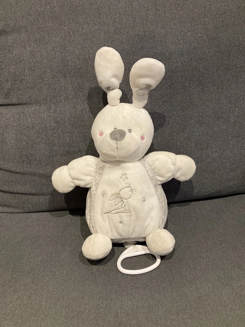 Peluche Doudou Musical Lapin Blanc Gris Simba Toys Nicotoy Kiabi