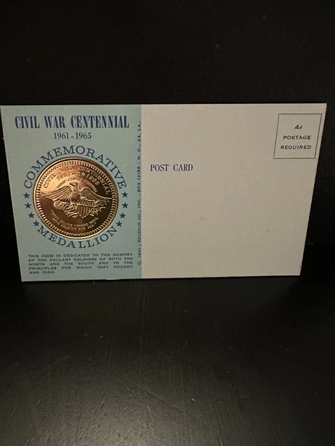 CIVIL WAR CENTENNIAL Commemorative Medallion.  1961 Educoin, Inc.