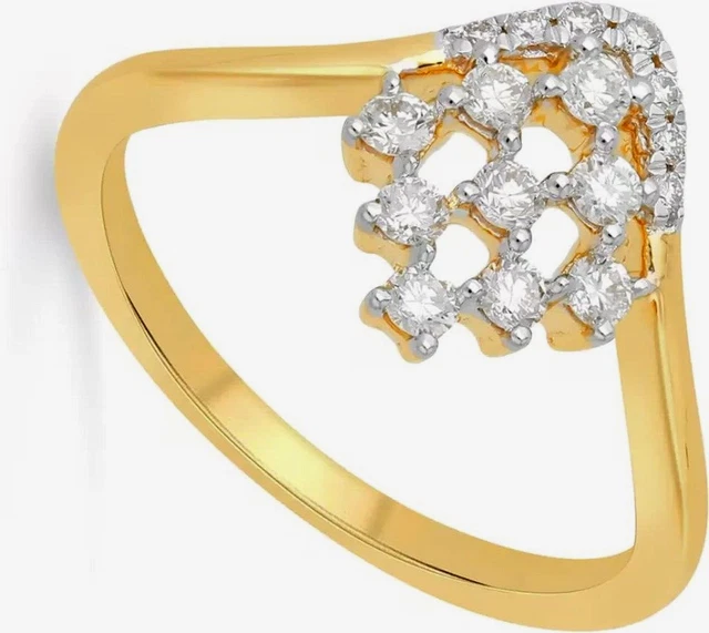 Regalo di Natale 0.42ct Naturale Diamante Rotondo 14K Solido Oro Giallo