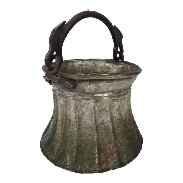 Antigua Olla Cobre E Metal Hojalata Interior VINTAGE Época 800 Rara