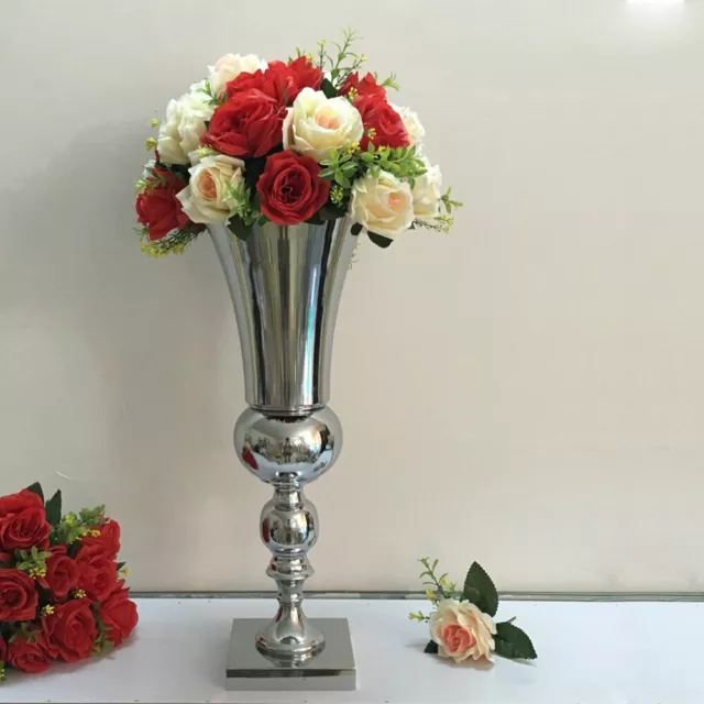 50cm Large  Luxury Stunning Iron Urn Silver Flower Vase Wedding Table Decor 3