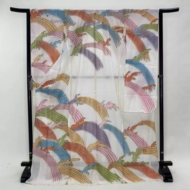 Furisode Color Uchikake  VINTAGE Japanese Kimono Silk summer classic 1514