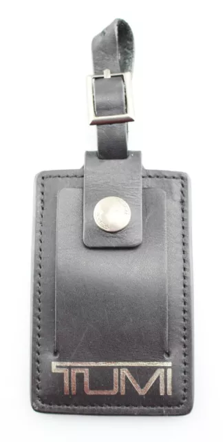 TUMI 'Alpha' Black / Silver Leather Luggage Tag - Large
