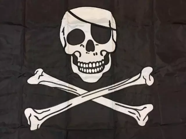 Pirate Jolly Roger Skull Crossbones 3x5 3'x5' EMBROIDERED Flag 2 Double Sided 3