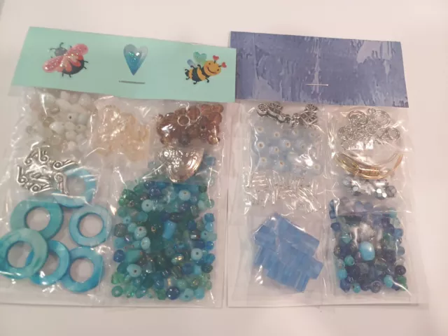 2 Jewelry Making Bead Kits Glass Beads kit Beading Charms Spacer Mixed Lot
