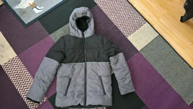 BOYS WINTER PADDED school coat age 11 12 f f Tesco black grey