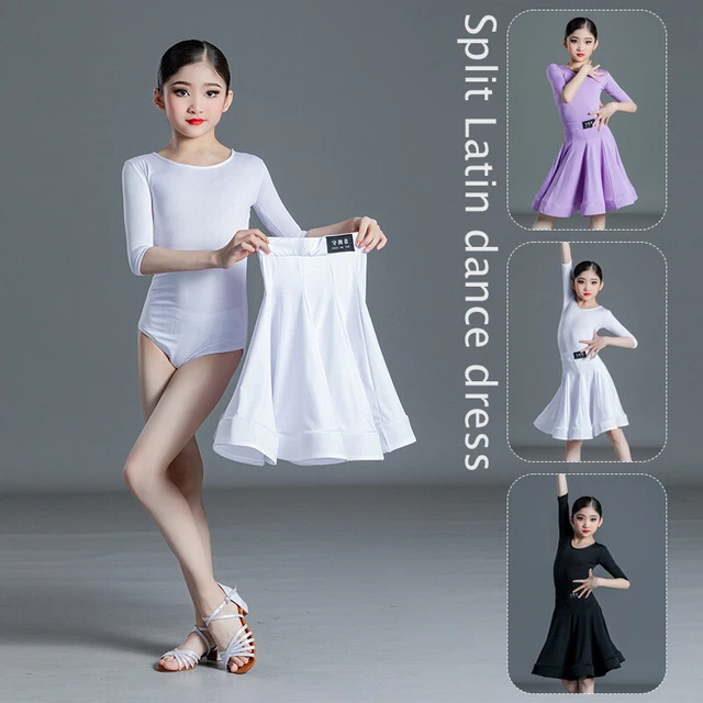 Girls Latin Dance Skirt Ballroom Gymnastics Leotard Dancewear Swing Dress Set