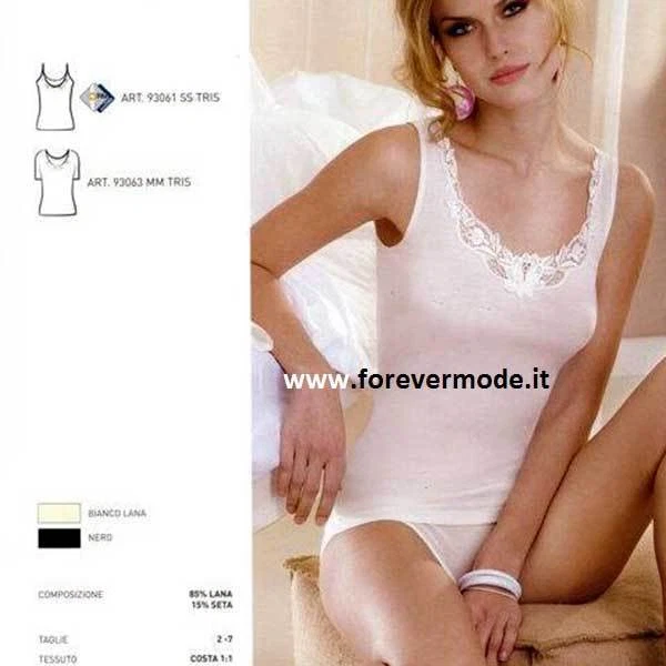 Débardeur Femme FRALY En Laine Et Soie Italienne - Dentelle Épaule Étroite - Neuf Avec Étiquettes