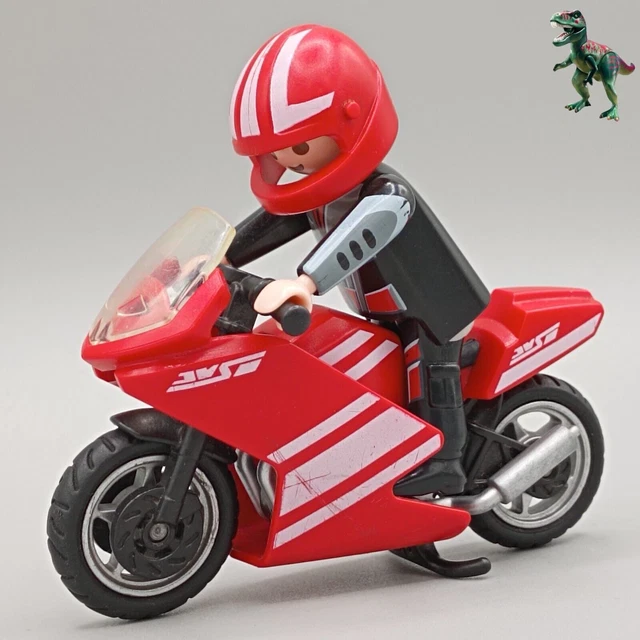 Playmobil Vintage 3779 – City Racers – Moto Et Podium – Set 1994 – Personnages Et Chien