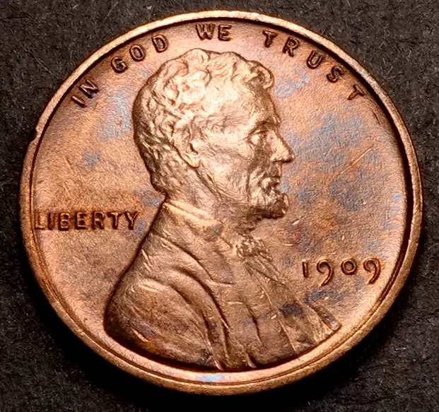1909 VDB Lincoln Wheat Penny Cent - Gem BU (toned) - #W808 2