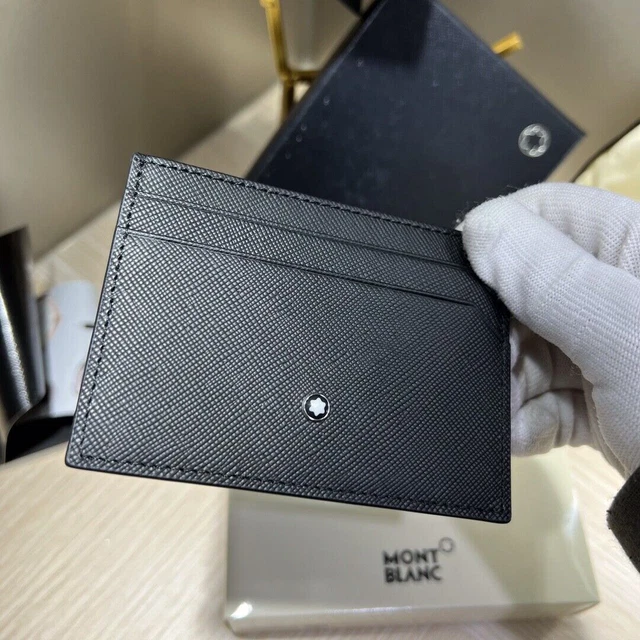 Porte-Cartes En Cuir Véritable Noir - Style MontBlanc Bank Card Holder - Neuf Avec Défauts