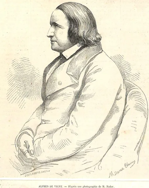 Alfred De Vigny Gravure Illustration 1863
