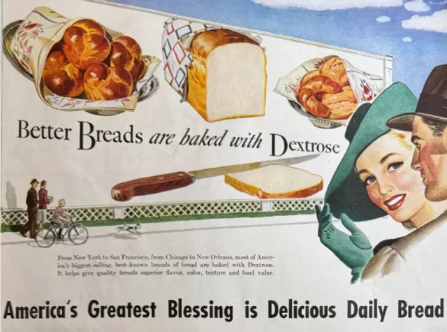 Bread Baked with Dextrose Print Ad (12/1941): Ephemera, Food Art, Blessings, Ads