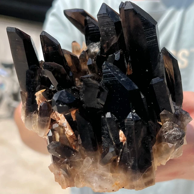 1.62LB  Natural Beautiful Black Quartz Crystal Cluster Mineral Specimen.