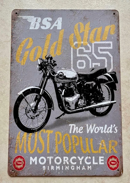 BSA GOLD STAR 1065 MOTORRAD METALLSCHILD MANN HÖHLE BAR GARAGE WERKSTATT PUB 20x30