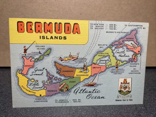 Bermuda Islands Map Postcard￼