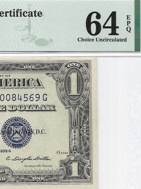 1935G $1 *STAR* ⭐️ SILVER CERTIFICATE. PMG Choice Uncirculated 64 EPQ Banknote.