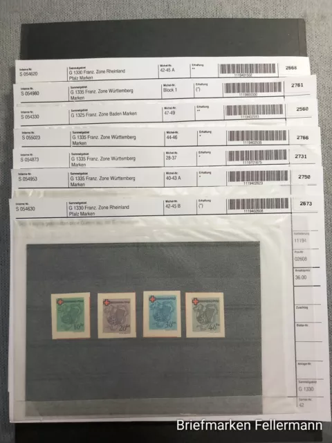 Französische Zone Württemberg und Rheinland Konvolut meist Postfrisch