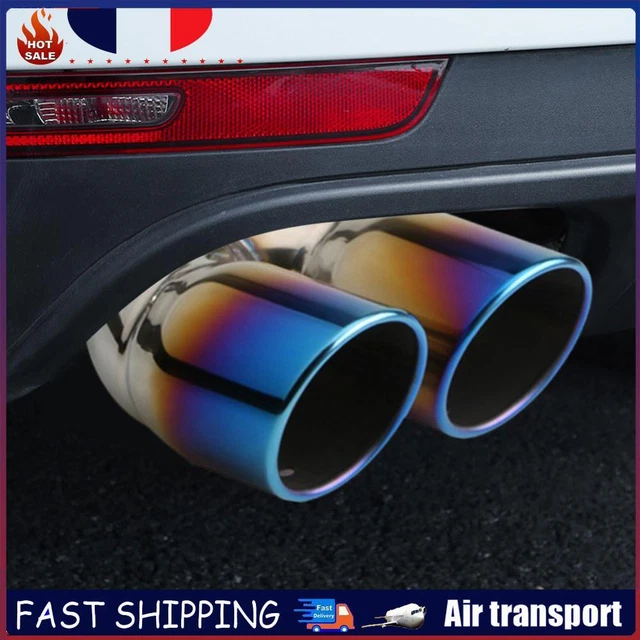 BENT DUAL EXHAUST Tip Bolt-on Rolled Edge Slant Cut 3 inch Inlet (Blue ...