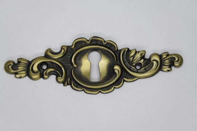 Targa mobili, diaframma, targa chiave barocca, patinata trasversale 90x30 mm antica