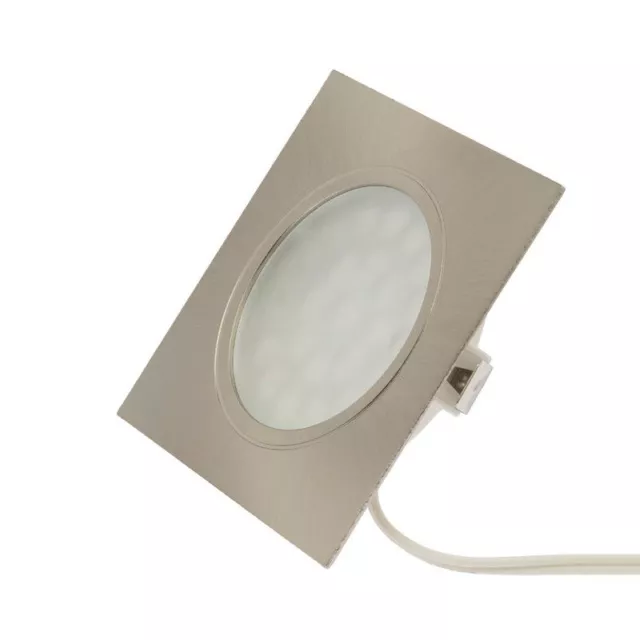 ROLUX LED-Einbauleuchte 66x66mm, 12VDC 3200K 55000h, matt-chrom, 1,8m Kabel, A+