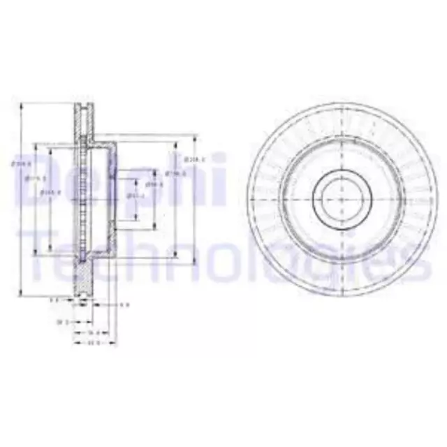 DELPHI 2x Bremsscheibe vorne Ø305 mm belüftet für Jeep Grand Cherokee II WJ WG