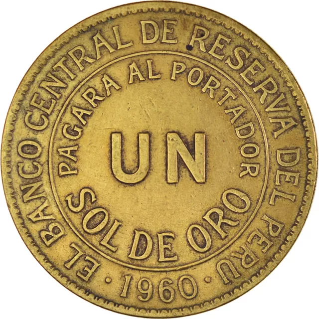 [#1042925] Coin, Peru, Sol, 1960, AU, Brass, KM:222 2