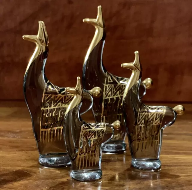 Peru Llama Glass Miniature Figurines 4 Pieces