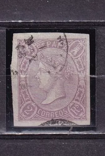 España 1865 - Isabel II - Edifil 73a - 2 reales lila oscuro - Bonito