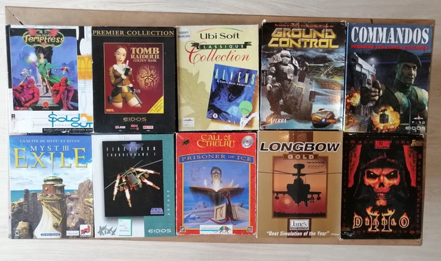 Lot de 10 jeux vidéo PC CD-Rom en boîtes