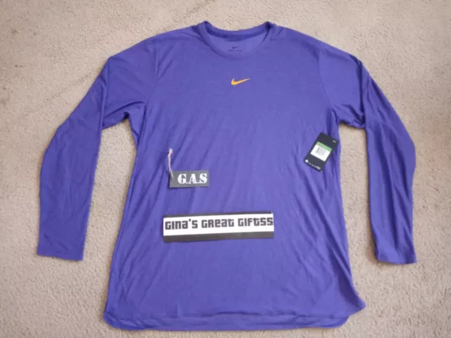 2016 NIKE Dri-FIT FOOTBALL RUNNIN TRAINING PURPLE LS SHIRT Sz XL 908356 549 $65