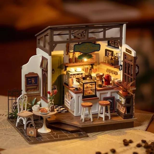 Rolife No.17 Café DIY Mini House Kit 3D Wooden Dollhouse Decor Adults Gift DG162