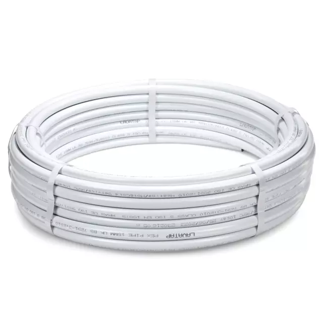 PE-X Barrier Pipe 15mm x 25M Plastic Pushfit Plumbing White WRAS Approved