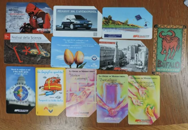 12 Used  Phonecards From Italy.  No Value Collectors Item. Lot 14