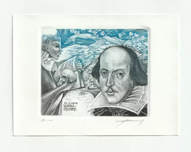 HEDWIG PAUWELS: Exlibris für Marina Stappen, "Shakespeare"