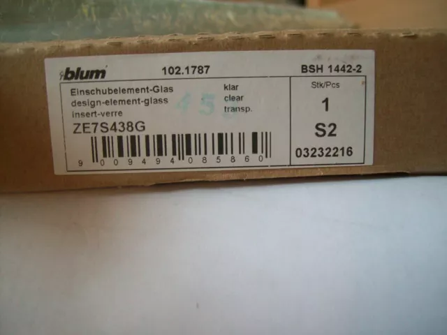 Blum Legrabox Glas Seiten Einschubelement ZE7S438G 138 mm NL 550 mm Schubkasten