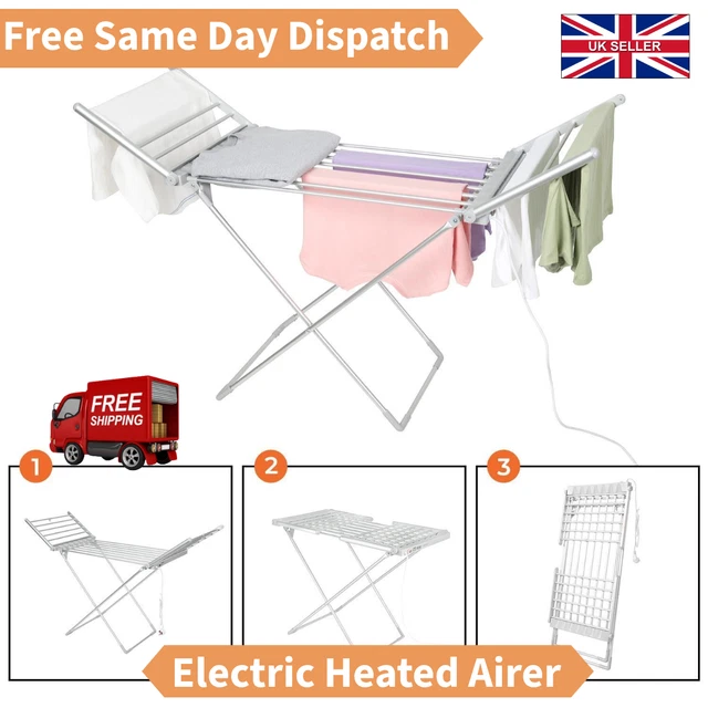 ELECTRIC HEATED CLOTHES Horse Dryer Foldable Airer Indoor Rack Energy