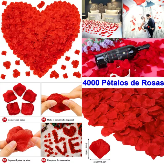 4000 petalos de Rosa flores Artificiales Rojo,confeti romantico,boda,celebracion