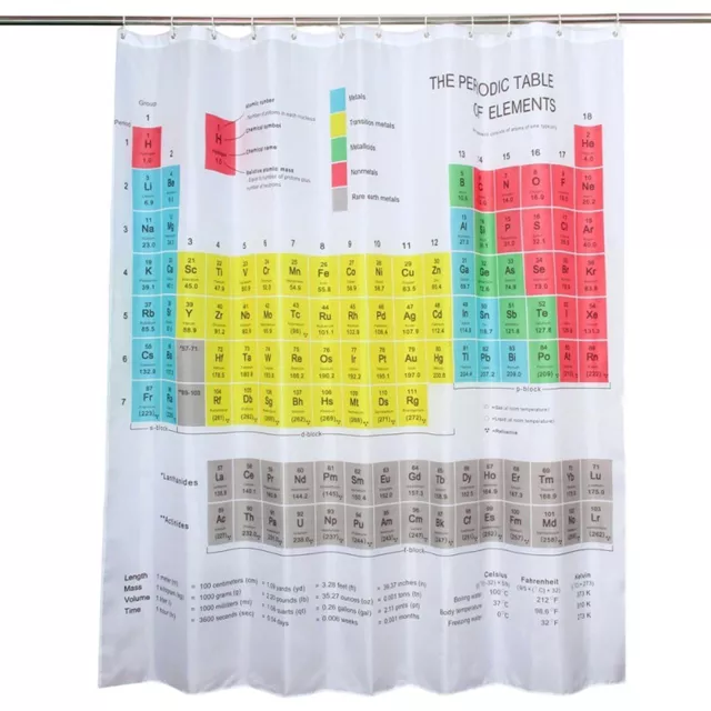 70.86in Chemistry Periodic Table Geek Educational Fabric Shower Curtain Digital