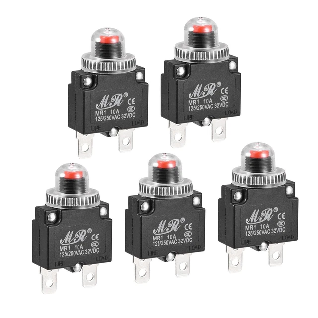 Circuito Sovraccarico Protettore 10A AC125/250V DC32V Premi Pulsante 5pz