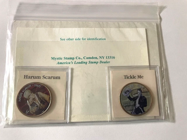 2 Elvis Presley Movie Coin Collection Colorized Half $ Harum Scarum Tickle Me