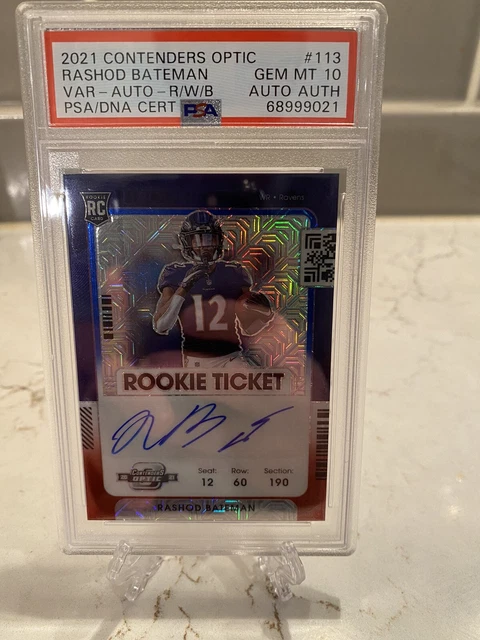 2021 Contenders Optic Rashod Bateman Red white blue auto /13 PSA 10!!