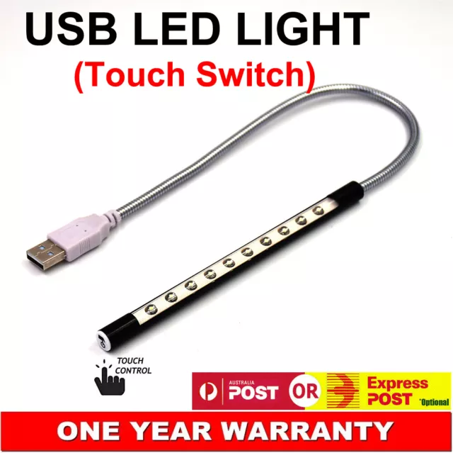 Flexible Touch Switch USB 10 LED Light Lamp for Keyboard Reading Notebook Laptop