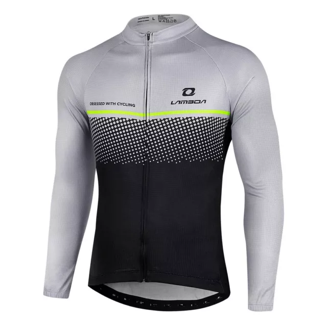 Cycling Jersey Men's Long Sleeve Full Zip Lameda Breathable Fabric UK 3XL