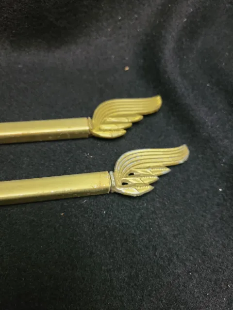 Antique Vintage Lot of 2 Swing Arm CURTAIN Rods- Shabby Gold Wings Plastic Metal 5