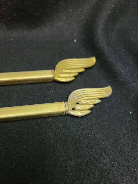 Antique Vintage Lot of 2 Swing Arm CURTAIN Rods- Shabby Gold Wings Plastic Metal 5