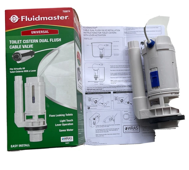 FLUIDMASTER TOILET CISTERN Lever Dual Flush Cable Valve £10.00