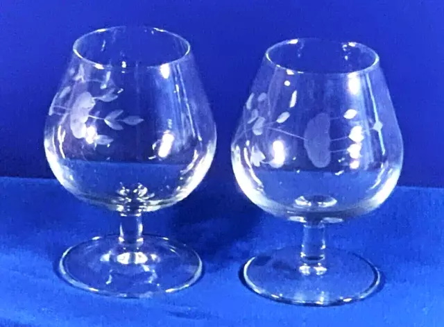 Princess House Crystal HERITAGE Set of 2 Brandy Glasses 4 1/2" #404