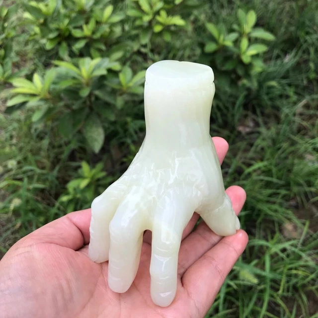 1pc Natural Afghan Jade Quartz Carved Hand Skull Crystal Reiki Healing Gem