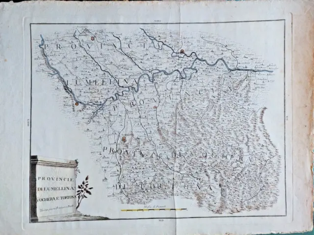 Cartina Mappa del 700 delle PROVINCIE DI LOMELLINA , VOGHERA E TORTONA 56x42